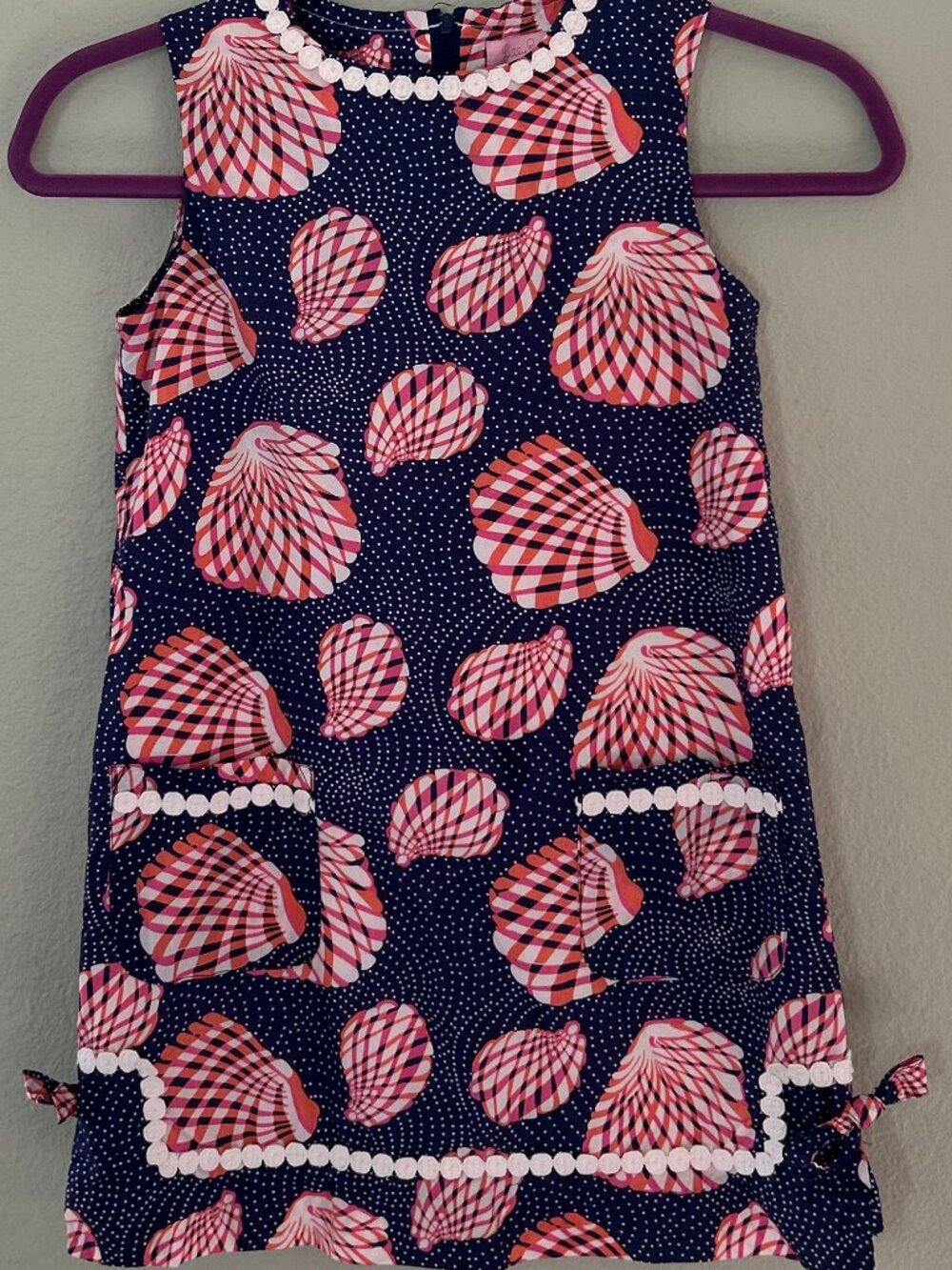 Lilly Pulitzer ~ Great Escape Seashell Dress ~ 8 Girls ~ Trim / Bows / Pockets